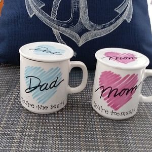 Coffee mugs, Mom & Dad w coasters